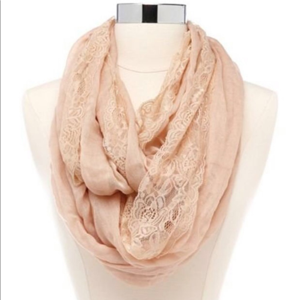 lace trim lightweight infinity scarf